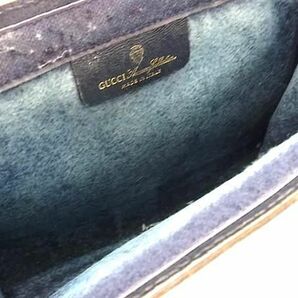 1円 ■美品■ GUCCI オールドグッチ 64 01 001 ヴィンテージ シェリーライン GG柄 PVC×レザー クラッチバッグ ブラック系 AW9699の画像4