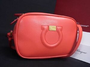 1 jpy # new goods # unused # Salvatore Ferragamo Ferragamo AU-21 H006 gun chi-ni leather pochette shoulder bag orange series BA6499UZ