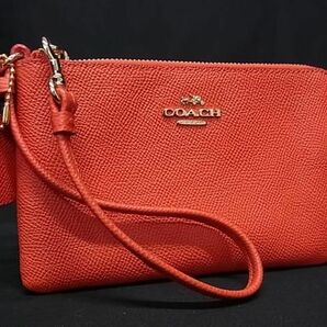 1円 ■極美品■ COACH コーチ 52392 レザー ポーチ アクセサリーポーチ カードケース 財布 レディース レッド系 FB0494の画像1