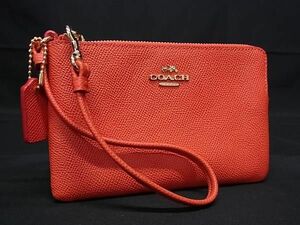 1円 ■極美品■ COACH コーチ 52392 レザー ポーチ アクセサリーポーチ カードケース 財布 レディース レッド系 FB0494