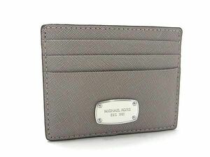 1円 ■美品■ MICHAEL KORS マイケルコース レザー カードケース パスケース カード入れ 定期入れ レディース グレージュ系 AW7555