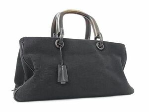 1円 ■美品■ GUCCI グッチ 106496 キャンバス ウッドハンドル ハンドバッグ トートバッグ メンズ ブラック系 BK1307