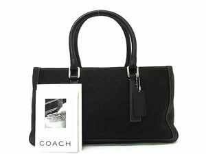 1円 ■美品■ COACH コーチ 9428 キャンバス×レザー ハンドバッグ トートバッグ レディース メンズ ブラック系 AY2863