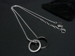 1 jpy # new goods # unused # DIESEL diesel double ring necklace pendant accessory men's lady's silver group FA3297