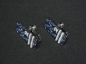 1円 ■美品■ ChristianDior クリスチャンディオール トロッター クリップ式 イヤリング アクセサリー レディース ネイビー系 FA5273