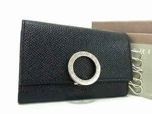 1円 ■美品■ BVLGARI ブルガリブルガリ レザー 6連 キーケース 鍵入れ メンズ ブラック系 FD0159