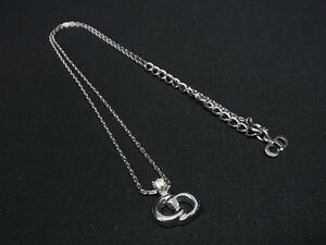 1円 ■極美品■ ChristianDior クリスチャンディオール CDロゴ ネックレス ペンダント アクセサリー レディース シルバー系 BG8355