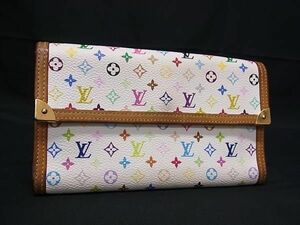 1円 ■美品■ LOUIS VUITTON ヴィトン M92659 モノグラムマルチカラー ポルトトレゾール インターナショナル 長財布 アイボリー系 AZ2304