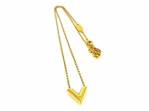 1円 ■美品■ LOUIS VUITTON ルイヴィトン エセンシャルV ネックレス ペンダント アクセサリー レディース ゴールド系 AW9143