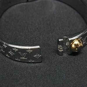 1円 ■美品■ LOUIS VUITTON ルイヴィトン M00249 カフ ナノグラム バングル ブレスレット アクセサリー レディース シルバー系 AW9253の画像3