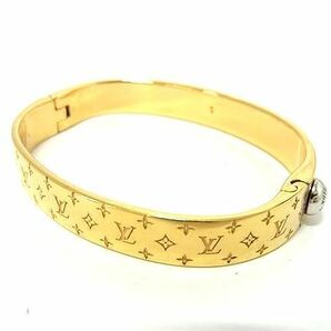 1円 ■美品■ LOUIS VUITTON ルイヴィトン M00251 カフ ナノグラム バングル アクセサリー レディース ゴールド系 AW9160の画像2