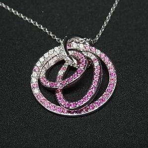 1円 ■極美品■ SWAROVSKI スワロフスキー ラインストーン ネックレス ペンダント アクセサリー レディース シルバー系×ピンク系 BK1510の画像2