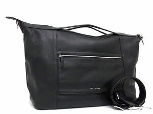 1円 ■極美品■ COLE HAAN コールハーン レザー 2WAY クロスボディ トラベルバッグ 旅行かばん ショルダー 斜め掛け ブラック系 AZ3155