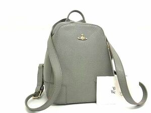 1円 ■極美品■ Vivienne Westwood ヴィヴィアンウエストウッド オーブ レザー リュックサック デイパック バックパック グレー系 AZ3158