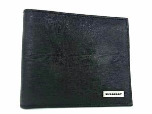 1円 ■美品■ BURBERRY バーバリー レザー 二つ折り 財布 ウォレット 札入れ カード入れ メンズ ブラック系 AY2678