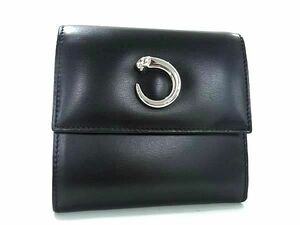 1円 ■美品■ Cartier カルティエ パンテール レザー 三つ折り 財布 ウォレット 札入れ 小銭入れ カード入れ ブラック系 AX6528