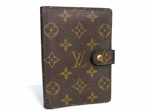 1円 ■美品■ LOUIS VUITTON ルイヴィトン R20005 モノグラム アジェンダPM 6穴式 手帳カバー スケジュール帳 メンズ ブラウン系 AZ3890