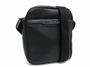 1円 ■極美品■ Calvin Klein カルバンクライン レザー クロスボディ ワンショルダーバッグ 斜め掛けかばん メンズ ブラック系 AW9639