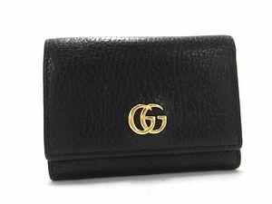 1円 ■美品■ GUCCI グッチ 644407 525040 GGマーモント レザー 三つ折り 財布 ウォレット 小銭入れ 札入れ メンズ ブラック系 AW7548