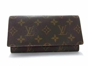 1円 ■美品■ LOUIS VUITTON ルイヴィトン M61818 モノグラム ポルトフォイユ 3カルトクレディ 二つ折り 長財布 ブラウン系 AX6215