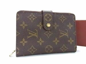 1円 LOUIS VUITTON ルイヴィトン M61207 モノグラム ポルトパピエジップ ホック 二つ折り 財布 ウォレット ブラウン系 AY2087