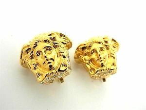 1円 ■極美品■ GIANNI VERSACE ジャンニ ヴェルサーチ メデューサ クリップ式 イヤリング アクセサリー レディース ゴールド系 FA6618