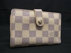 1円 LOUIS VUITTON ルイヴィトン N61676 ダミエアズール ポルトフォイユ ヴィエノワ がま口 二つ折り 財布 ウォレット アイボリー系 BK1001