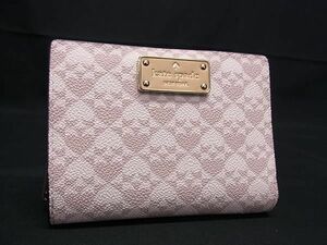 1円 ■新品同様■ kate spade ケイトスペード WLRU4948 PVC 二つ折り 財布 ウォレット レディース アイボリー系×グレージュ系 BG8523