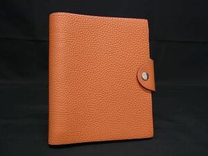 1円 ■美品■ HERMES エルメス アジェンダ トゴ シルバー金具 11穴式 手帳 スケジュール帳 レディース メンズ オレンジ系 AY2190