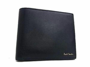 1円 ■美品■ Paul Smith ポールスミス レザー 二つ折り 財布 ウォレット 小銭入れ 札入れ ブラック系 FA7685