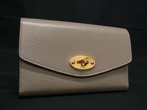 1円 ■美品■ MULBERRY マルベリー レザー 二つ折り 財布 ウォレット 小銭入れ 札入れ カード入れ レディース グレージュ系 AZ2095