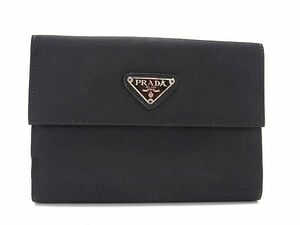 1円 ■美品■ PRADA プラダ テスートナイロン 二つ折り 財布 ウォレット メンズ レディース ブラック系 FB0492