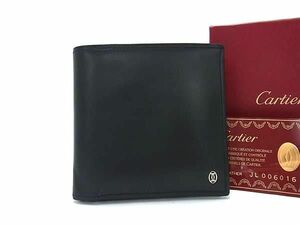 1円 ■美品■ Cartier カルティエ パシャ レザー 二つ折り 財布 ウォレット 札入れ 小銭入れ メンズ レディース ブラック系 AY2499