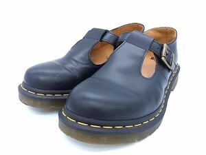 1円 ■美品■ Dr.Martens ドクターマーチン ポリー Tバー レザー シューズ 靴 表記サイズ 40 (約24.5cm) ブラック系 BI2245