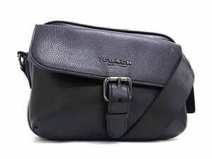 1円 COACH コーチ C5399 レザー クロスボディ ショルダーバッグ メンズ レディース ブラック系 AZ2904