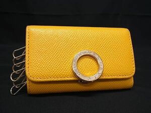 1円 ■極美品■ BVLGARI ブルガリブルガリ レザー 6連 キーケース 鍵入れ レディース メンズ イエロー系 AZ3186