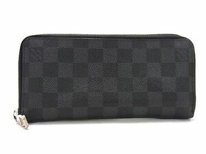 1円LOUIS VUITTON ヴィトン N63095 ダミエグラフィット ジッピーウォレット ヴェルティカル ラウンドファスナー 長財布 ブラック系 AW9839