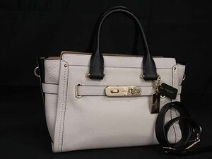 1 jpy # beautiful goods # COACH Coach 34417kyali all 27 leather 2WAY handbag shoulder bag shoulder .. lady's white group AW9719