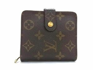 1円 LOUIS VUITTON ルイヴィトン M61667 モノグラム コンパクトジップ 二つ折り 財布 ウォレット 小銭入れ 札入れ ブラウン系 AW9540