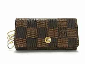 1円 ■美品■ LOUIS VUITTON ルイヴィトン N62631 ダミエ ミュルティクレ4 4連 キーケース 鍵入れ レディース メンズ ブラウン系 AZ3946