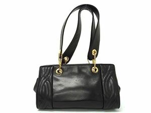 1円 ■極美品■ FENDI フェンディ C-13749-1 レザー チェーン トートバッグ ショルダー 肩掛け レディース ブラック系 AZ3979