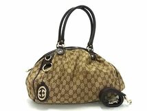 1円 GUCCI グッチ 223974 スーキー GG柄 GGキャンバス×レザー 2WAY ハンドバッグ ショルダー 斜め掛けかばん ブラウン系 BL0565_画像1