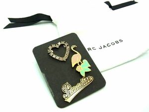 ■極美品■ MARC JACOBS マークジェイコブス ラインストーン ブローチ ピンブローチ アクセサリー 3点セット ゴールド系 DD8540