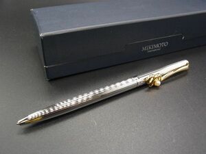 ■美品■ MIKIMOTO ミキモト 本真珠 アコヤ真珠 パール 約3mm ツイスト式 ボールペン ステーショナリー シルバー系 DD8694