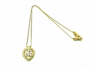 ■美品■ NINA RICCI ニナリッチ ラインストーン ハートモチーフ ネックレス ペンダント アクセサリー レディース ゴールド系 DE0109