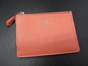 ■美品■ COACH コーチ レザー キーリング付き カードケース カード入れ パスケース 定期入れ オレンジ系 DE2295