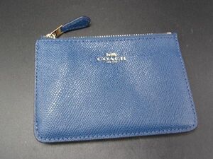 ■美品■ COACH コーチ レザー キーリング付き コインケース コインパース 小銭入れ レディース メンズ ネイビー系 DE2299