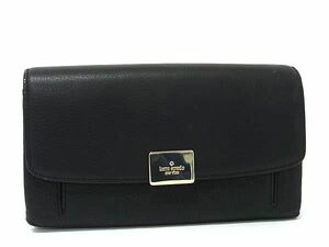 ■極美品■ kate spade ケイトスペード WLRU2700 レザー 二つ折り 長財布 ウォレット レディース ブラック系 DD6666