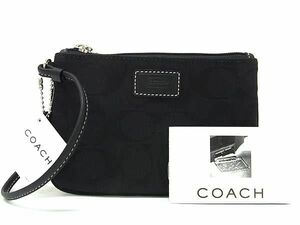 ■新品■未使用■ COACH コーチ 8365 シグネチャー キャンバス×レザー リストレット ポーチ 小物入れ レディース ブラック系 DD6664