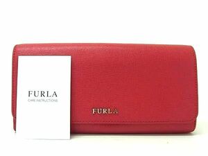 ■美品■ FURLA フルラ レザー 二つ折り 長財布 ウォレット 札入れ 小銭入れ レディース レッド系 DD6667